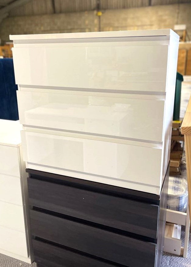Assembled Habitat Jenson Gloss 3 Drawer Chest - White